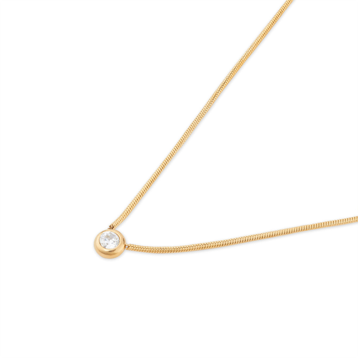 Over & Over Gold Stainless Steel CZ Bezel Snake Chain Necklace