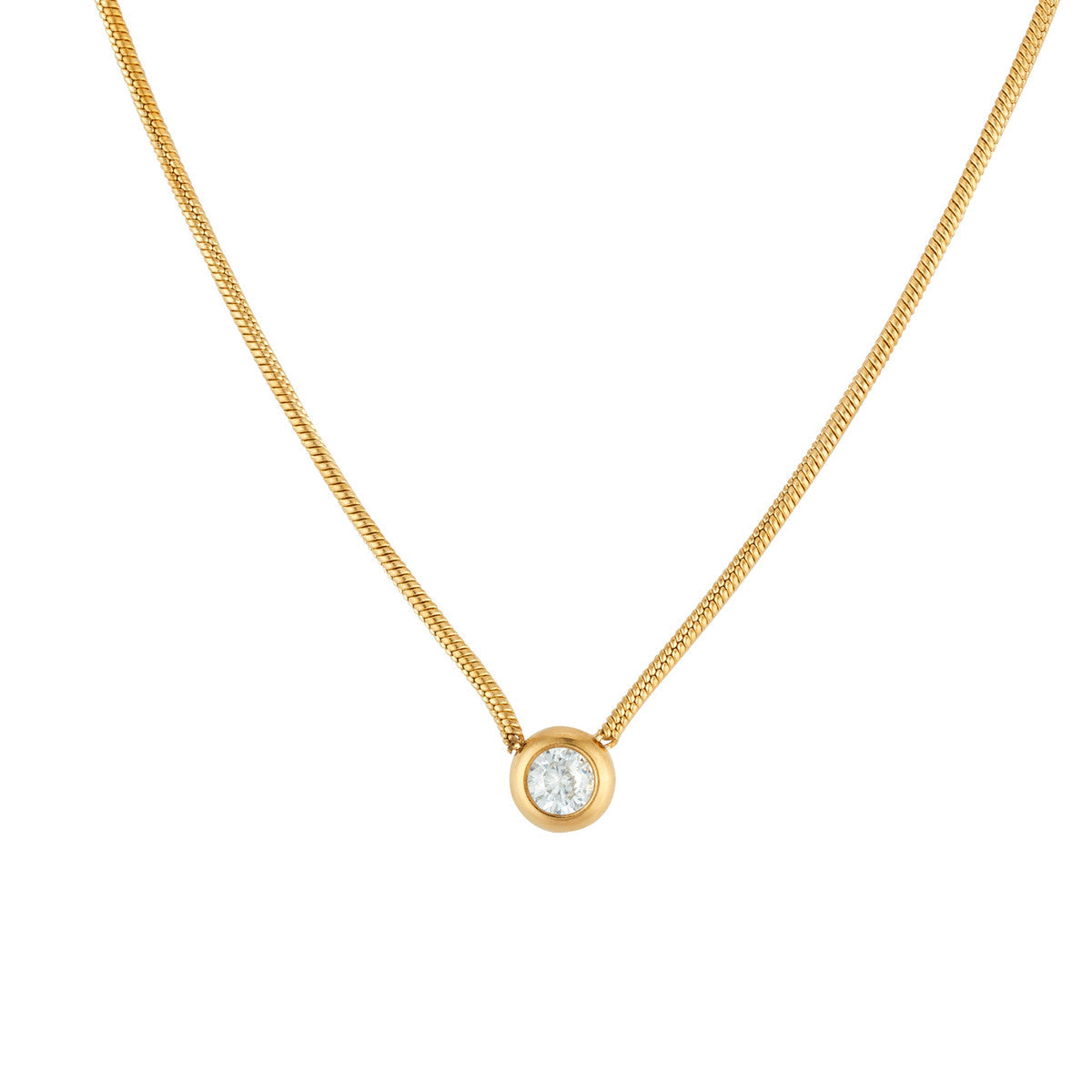 Over & Over Gold Stainless Steel CZ Bezel Snake Chain Necklace