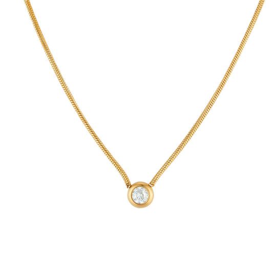 Over & Over Gold Stainless Steel CZ Bezel Snake Chain Necklace