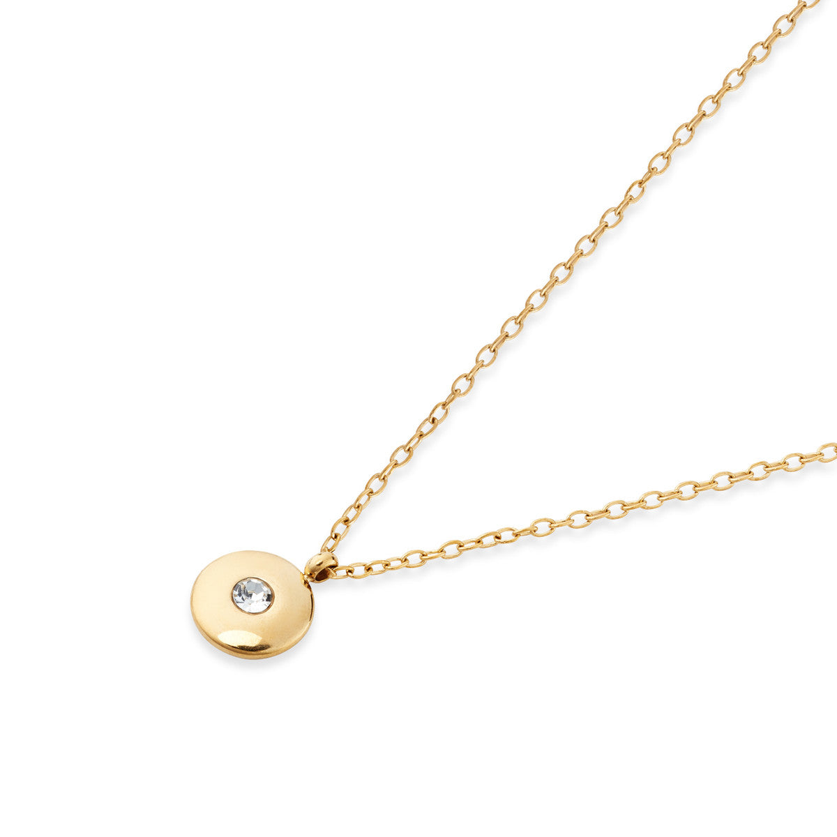 Over & Over Gold Stainless Steel CZ Puffy Circle Necklace