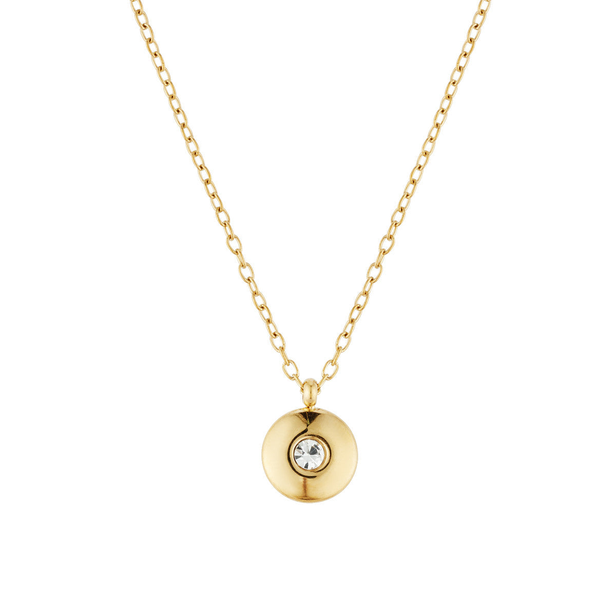 Over & Over Gold Stainless Steel CZ Puffy Circle Necklace