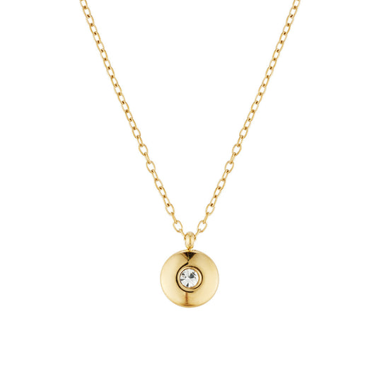 Over & Over Gold Stainless Steel CZ Puffy Circle Necklace
