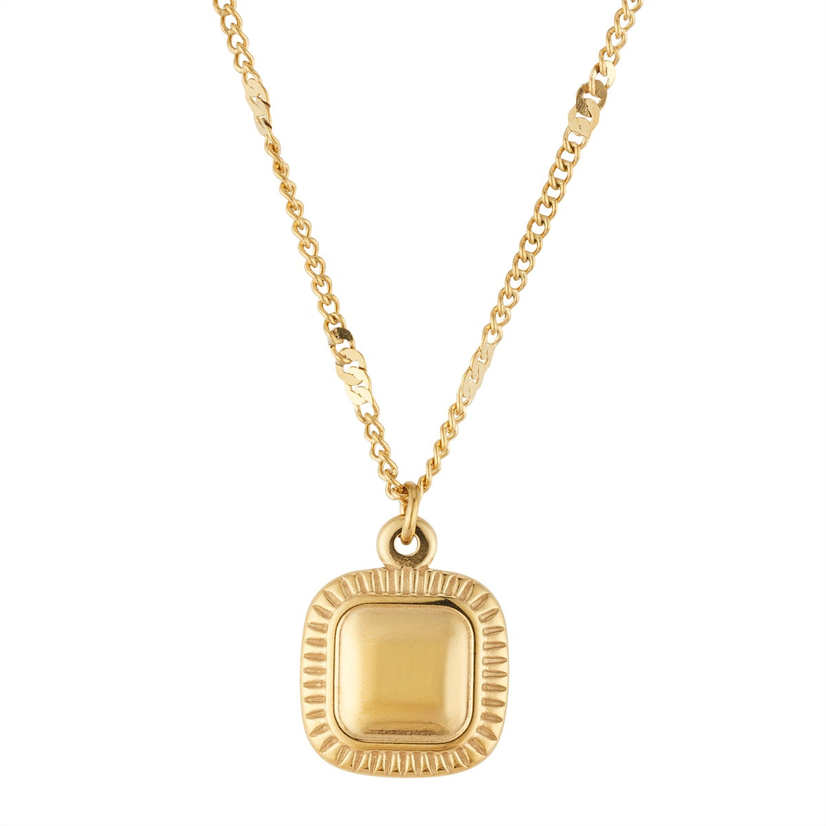 Over & Over Gold Square Pendant Necklace