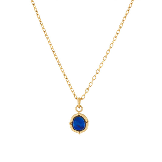Over & Over Gold Blue Stone Pendant Necklace
