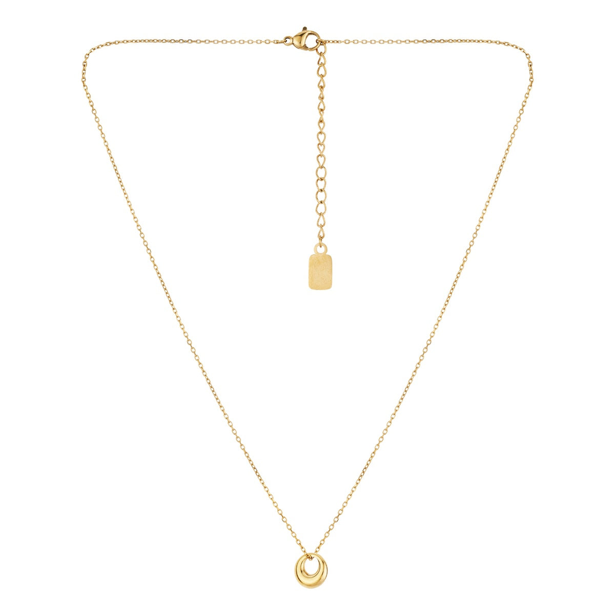 Over & Over Gold Puffy Circle Pendant Necklace