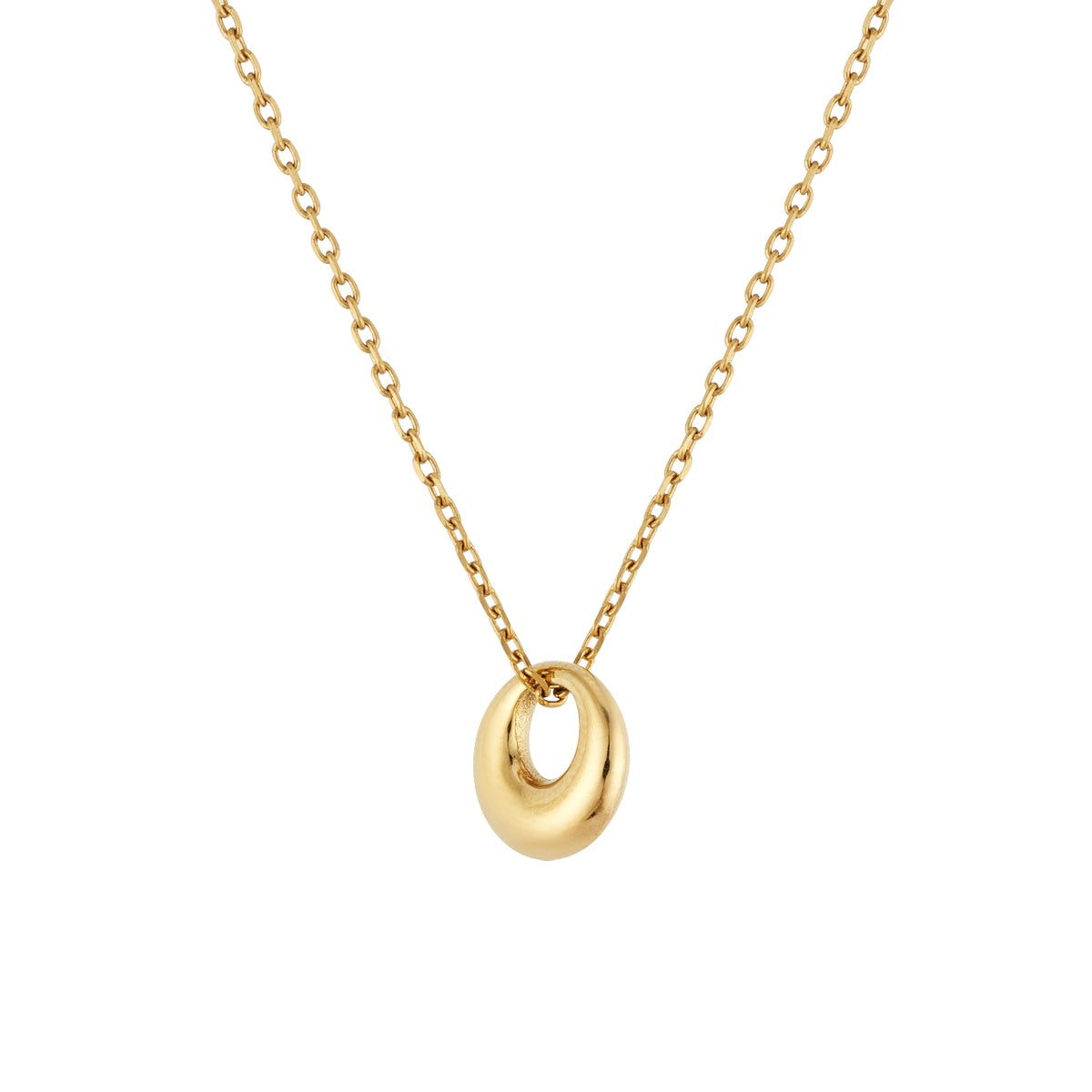 Over & Over Gold Puffy Circle Pendant Necklace
