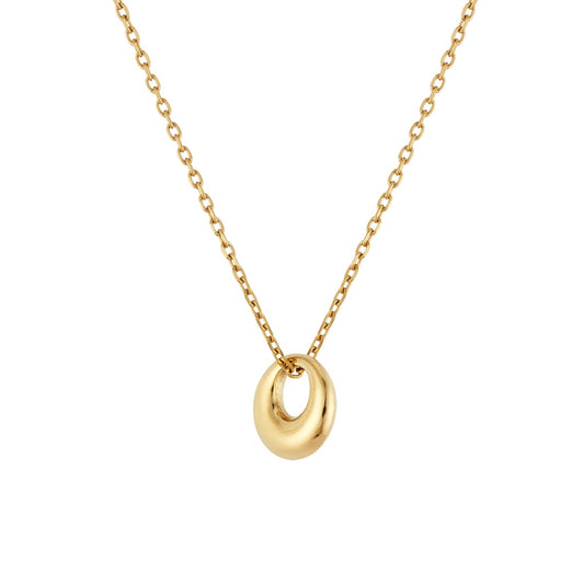 Over & Over Gold Puffy Circle Pendant Necklace