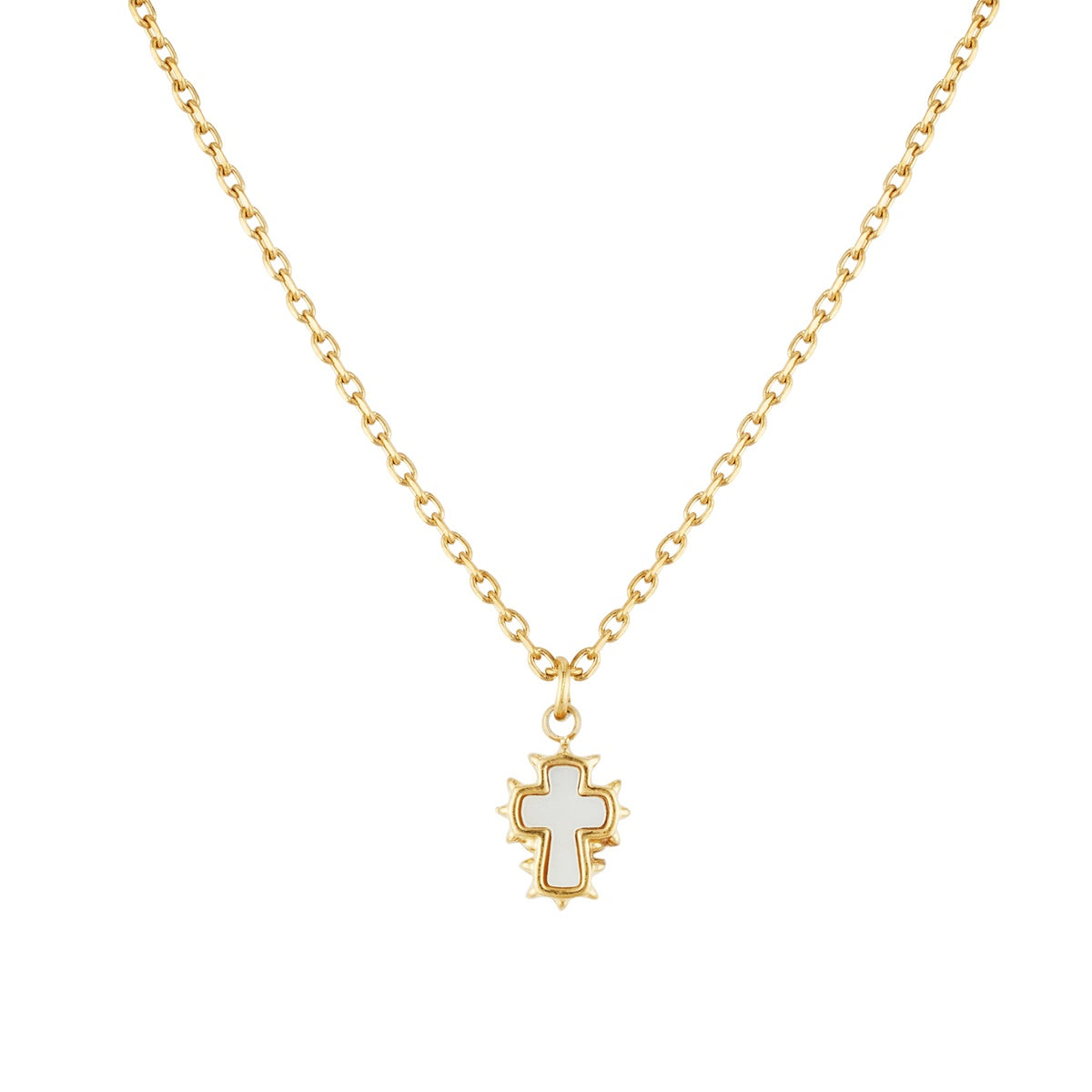 Over & Over Gold Mini Mother of Pearl Cross Necklace
