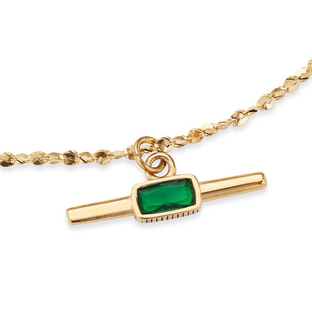Over & Over Gold Stainless Steel Green T-Bar Bracelet