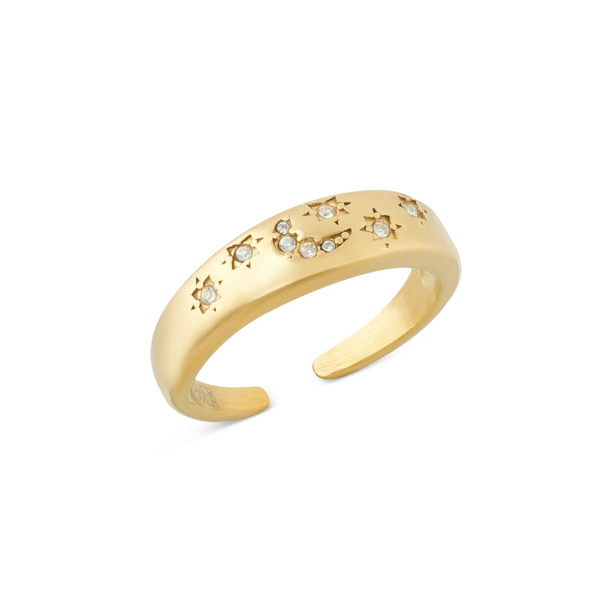 Over & Over Gold Stainless Steel Celestial CZ Puff Ring