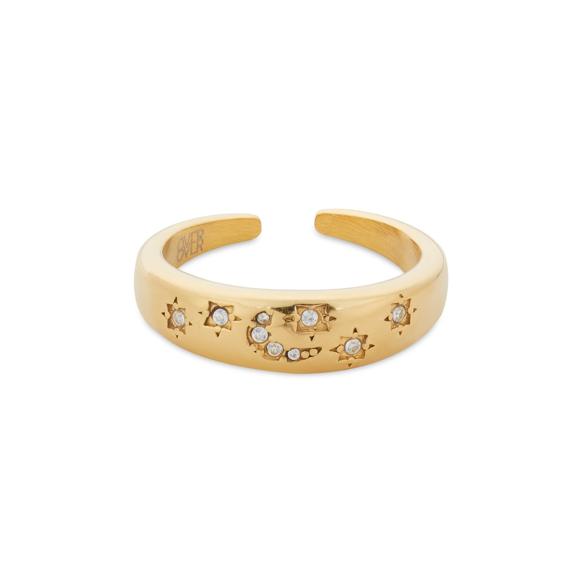 Over & Over Gold Stainless Steel Celestial CZ Puff Ring