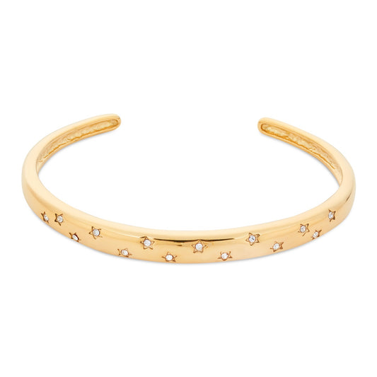 Over & Over Gold Stainless Steel Celestial CZ Puff Bangle