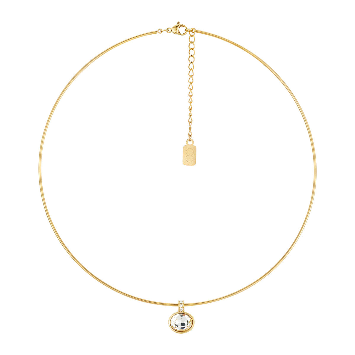 Over & Over Gold Stainless Steel CZ Bezel Torque Necklace