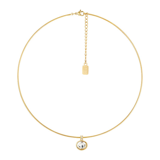 Over & Over Gold Stainless Steel CZ Bezel Torque Necklace