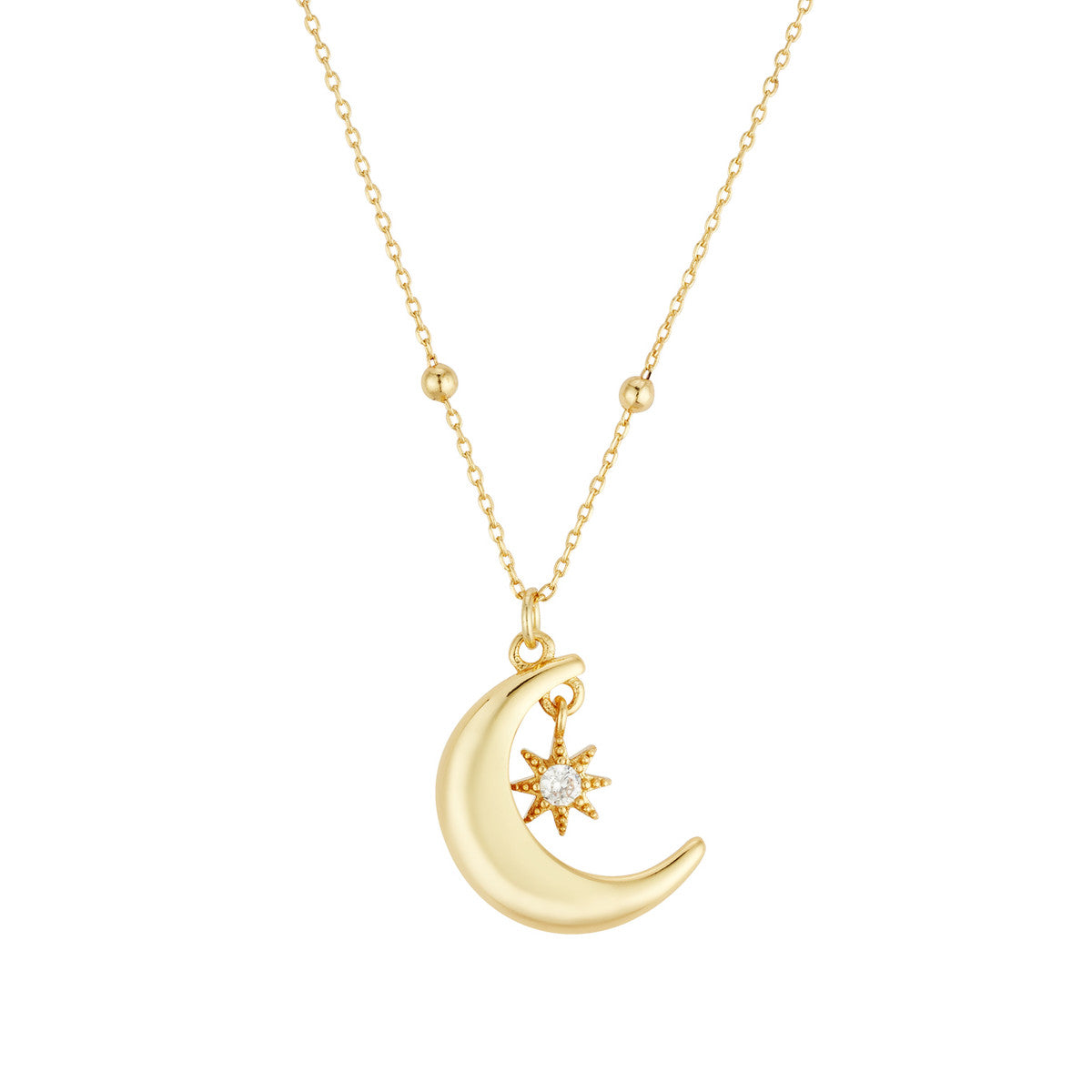 August Woods Gold Puffed CZ Moon Ball Necklace
