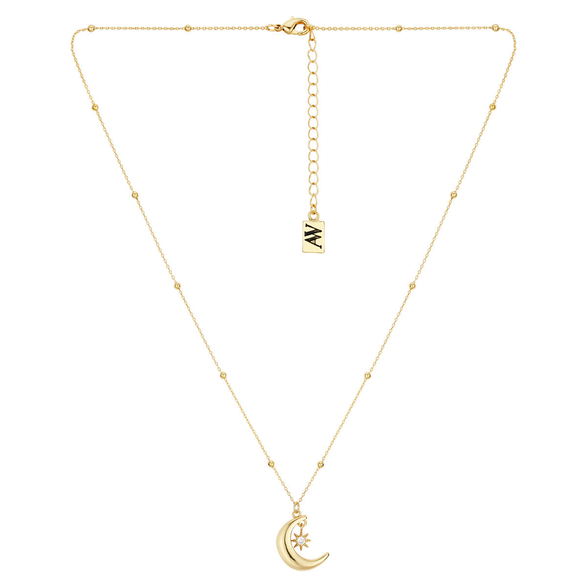August Woods Gold Puffed CZ Moon Ball Necklace