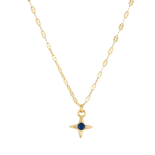August Woods Gold Blue CZ Star Necklace