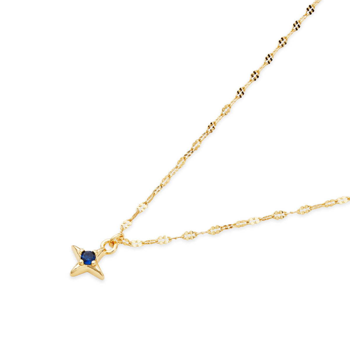August Woods Gold Blue CZ Star Necklace