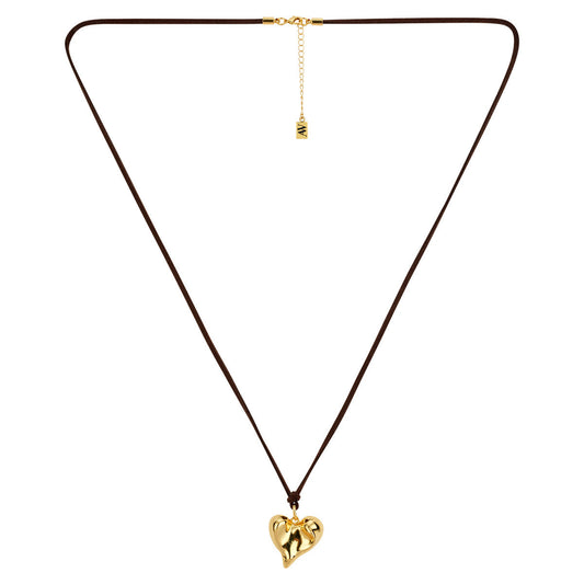August Woods Gold Molten Heart Cord Long Necklace
