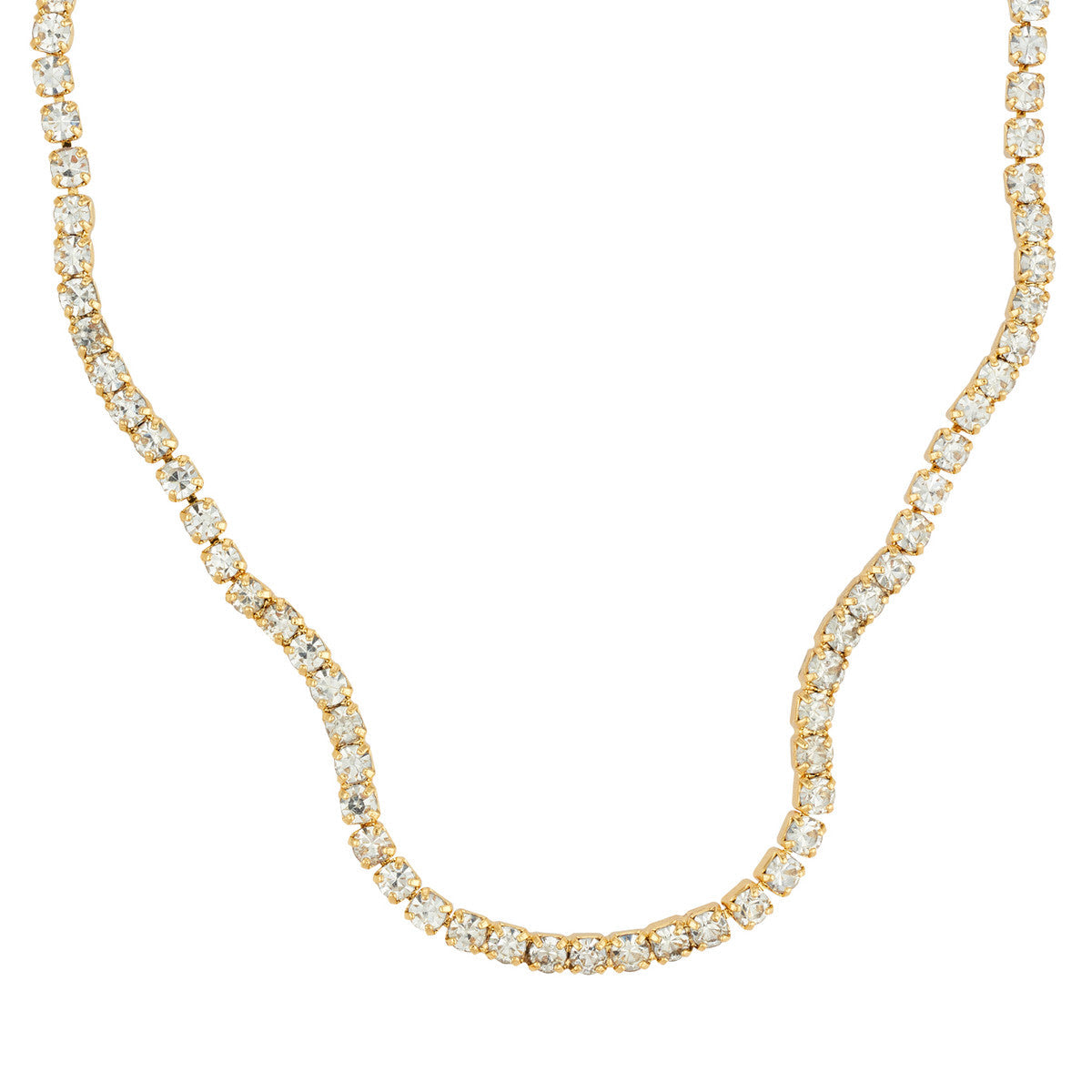 August Woods Gold Pavé Wave Necklace