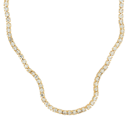 August Woods Gold Pavé Wave Necklace