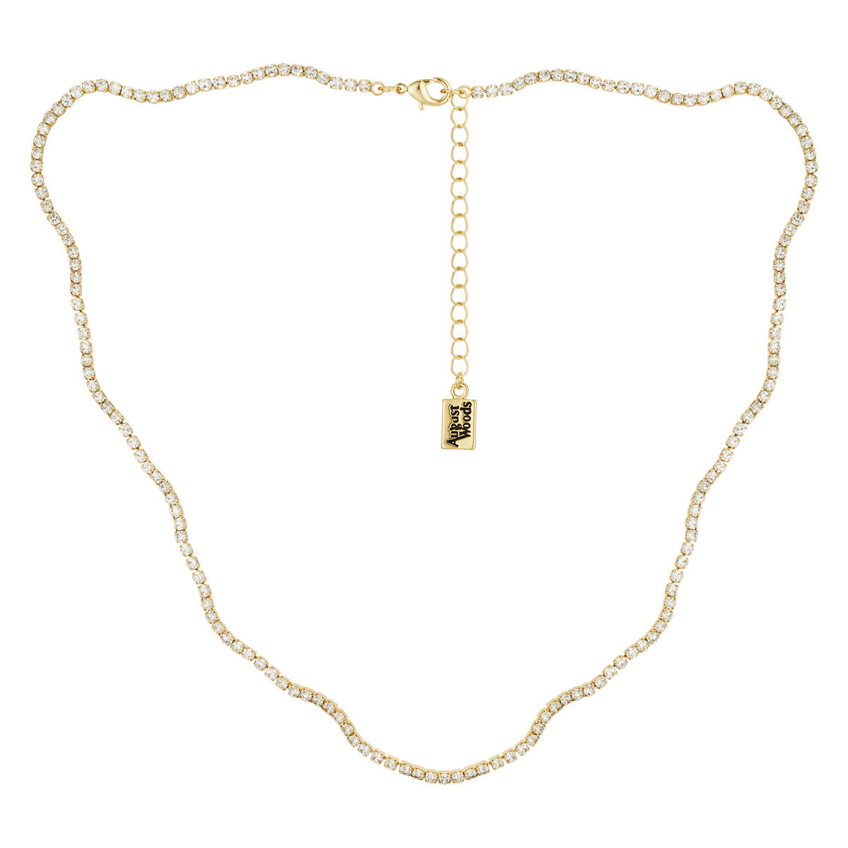 August Woods Gold Pavé Wave Necklace