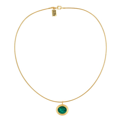 August Woods Gold Green Oval Collar Necklace