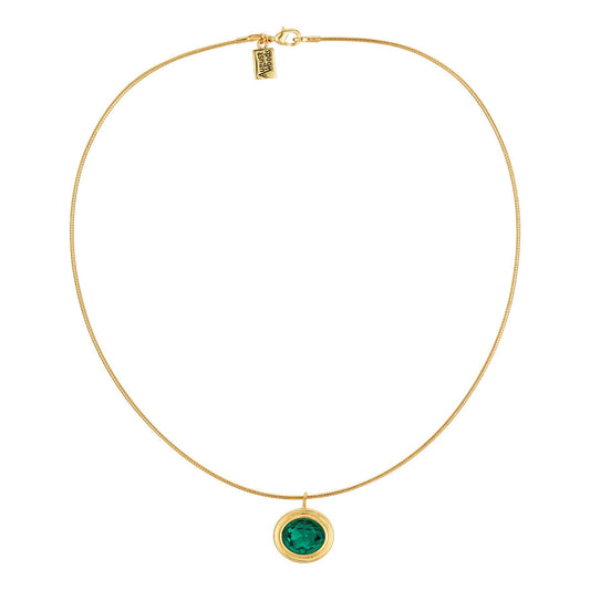 August Woods Gold Green Oval Collar Necklace