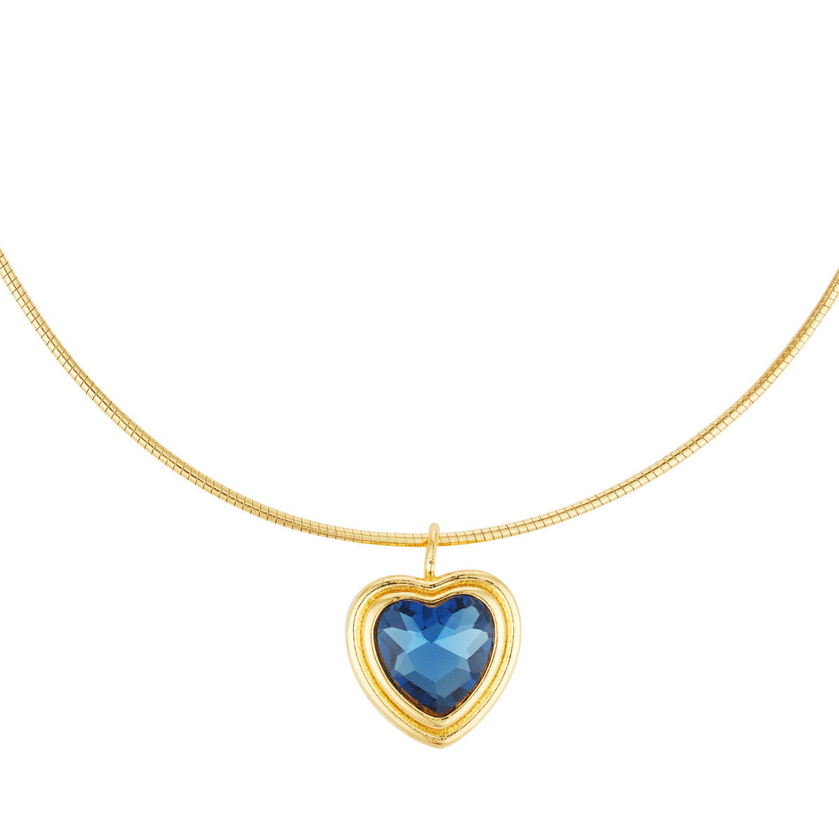 August Woods Gold Blue Heart Collar Necklace