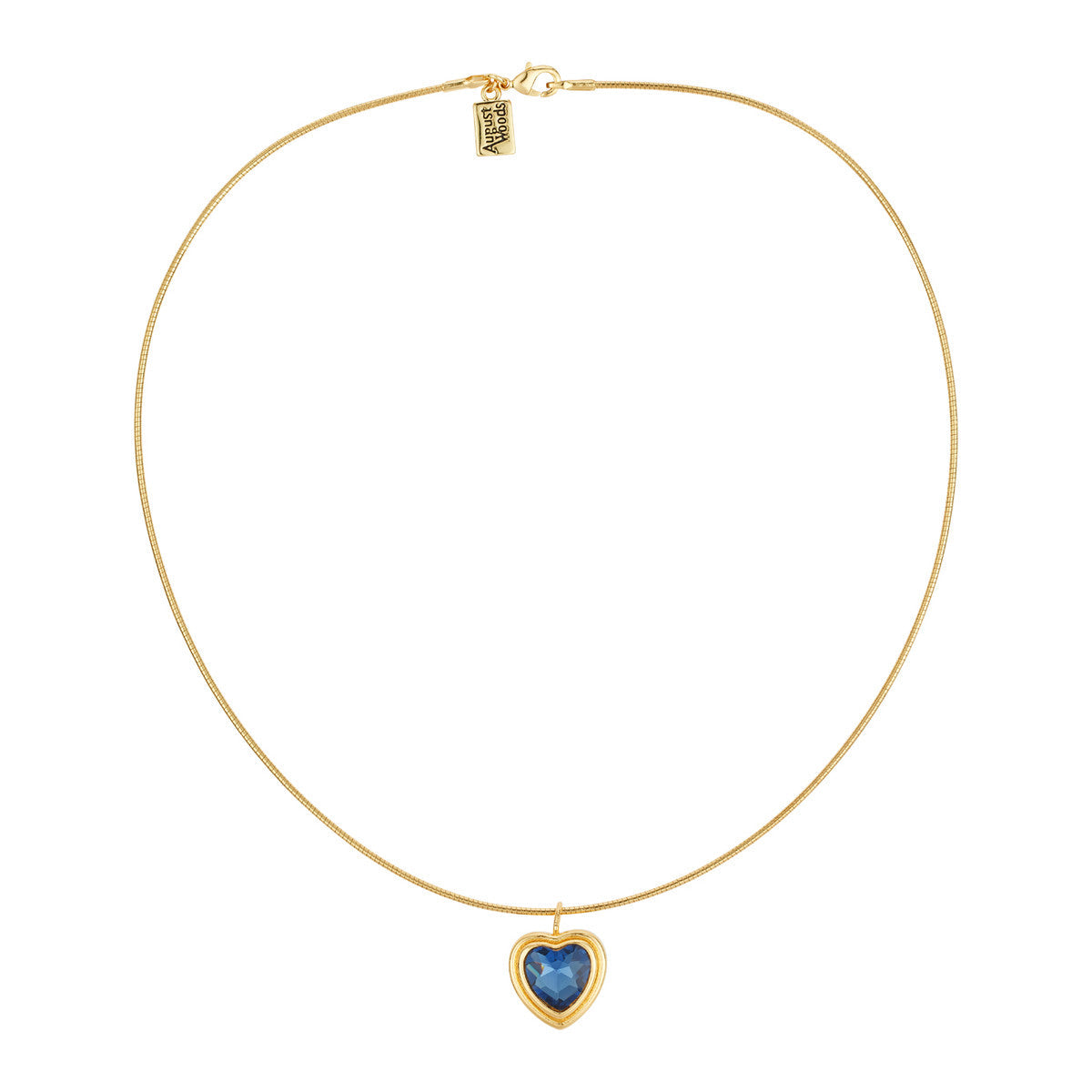 August Woods Gold Blue Heart Collar Necklace