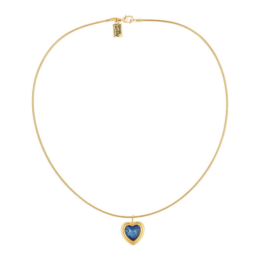August Woods Gold Blue Heart Collar Necklace