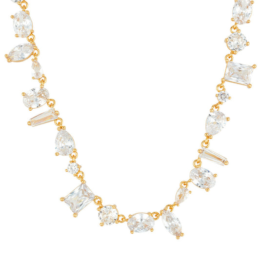 August Woods Gold Mixed Cut CZ Statement Necklace