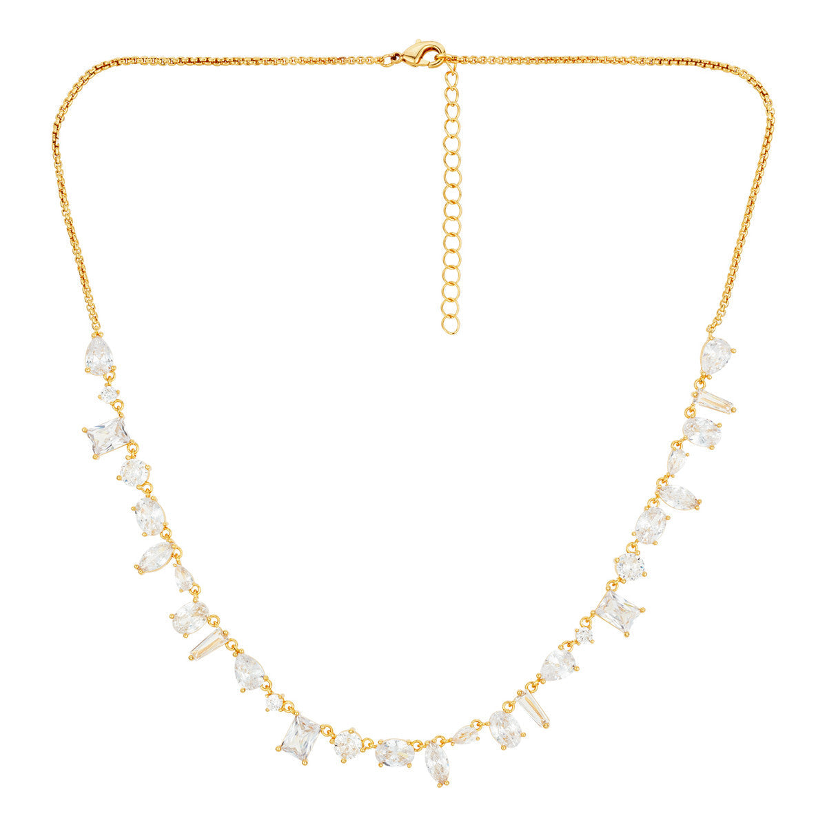 August Woods Gold Mixed Cut CZ Statement Necklace