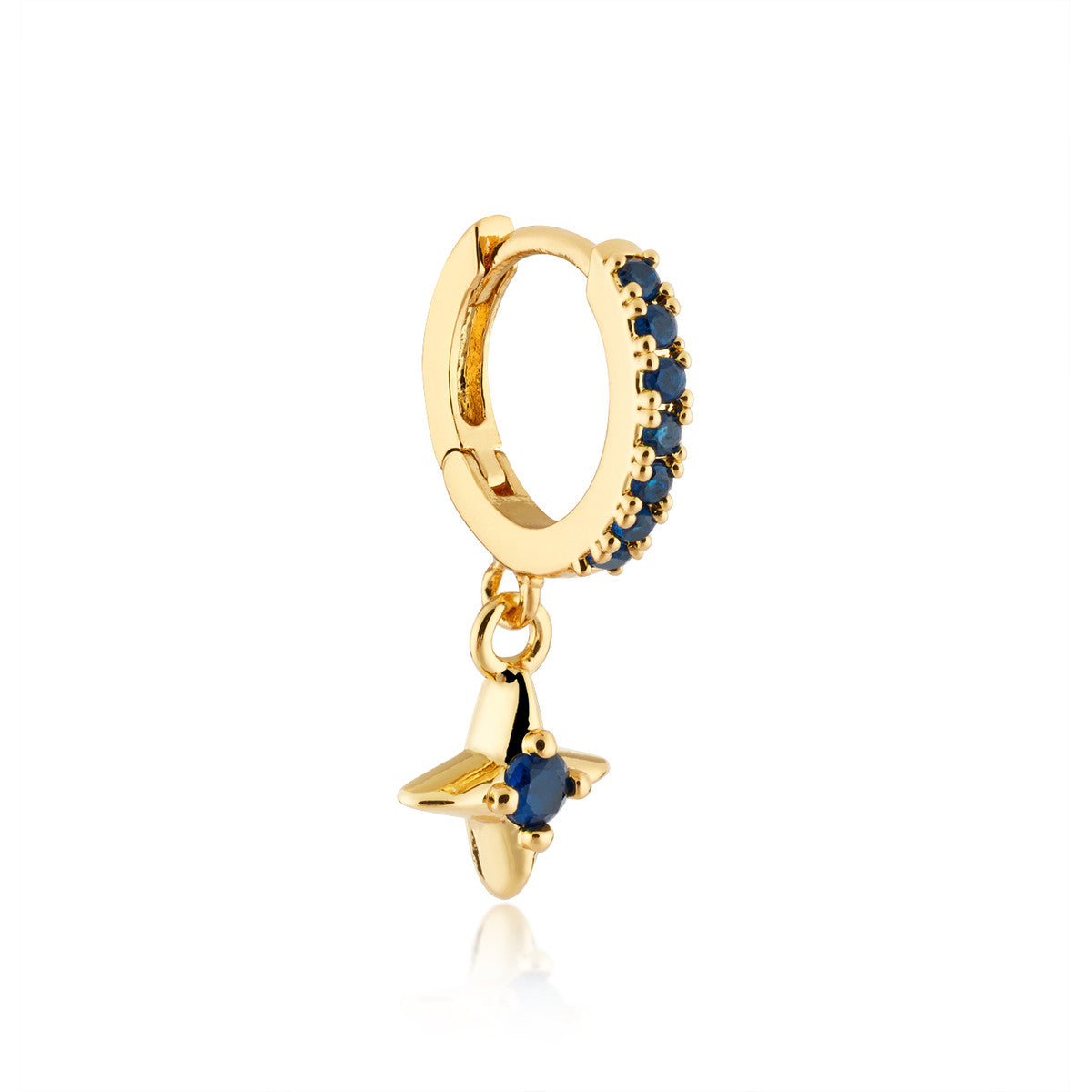 August Woods Gold Blue CZ Star Hoop Earrings