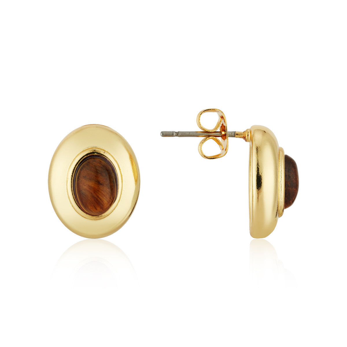 August Woods Gold Molten Tiger's Eye Stud Earrings