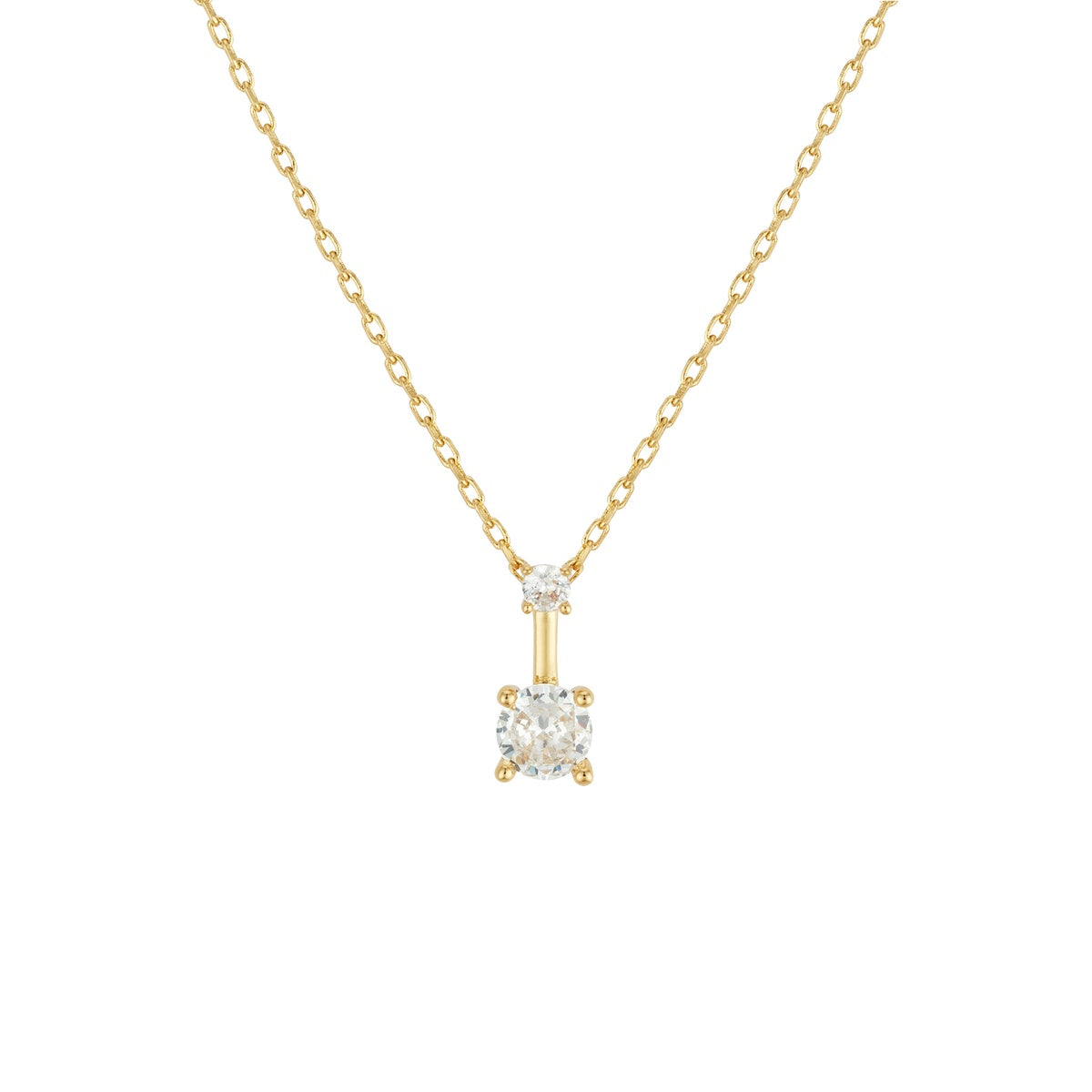 August Woods Gold Clawset Solitaire Necklace