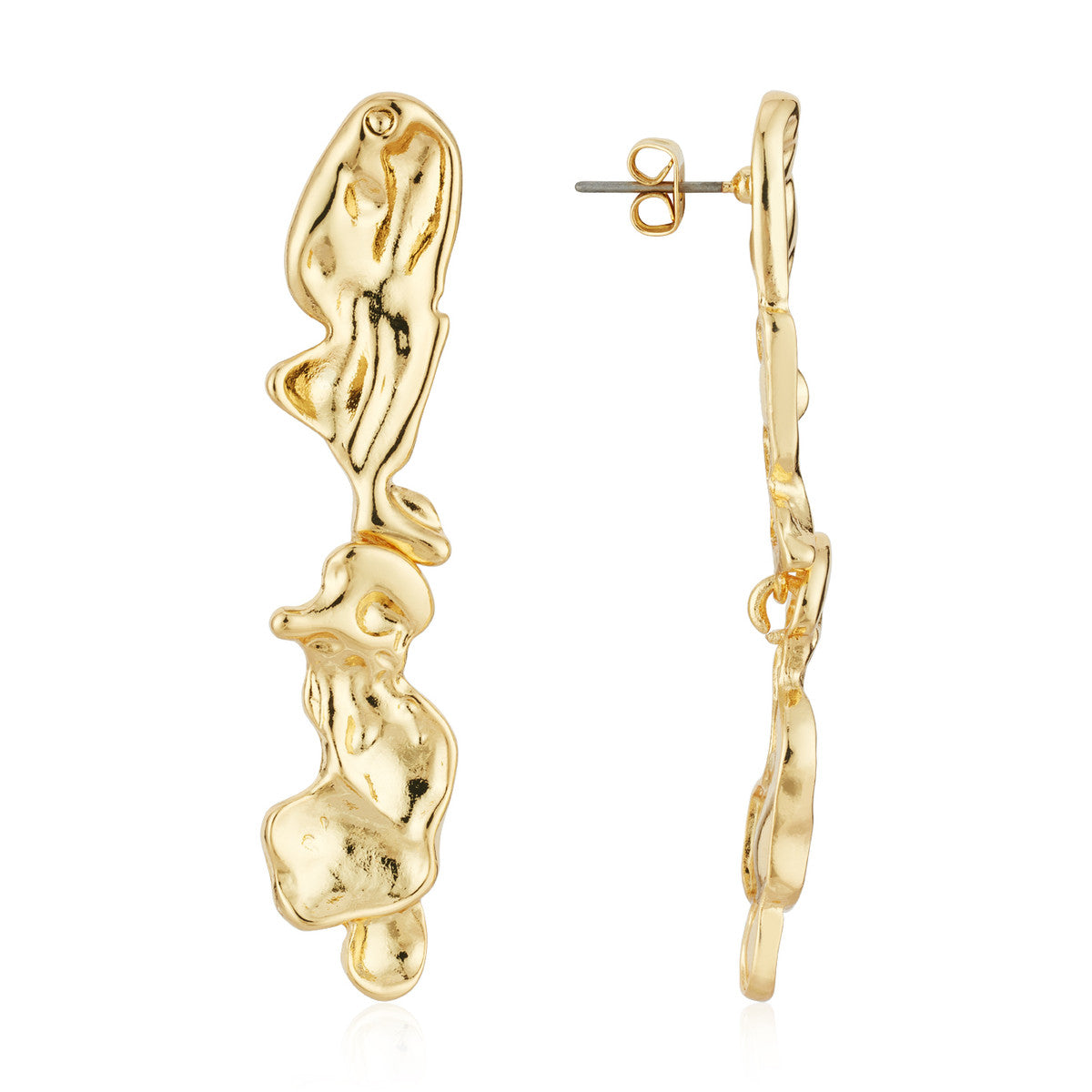 August Woods Gold Molten Drop Earrings