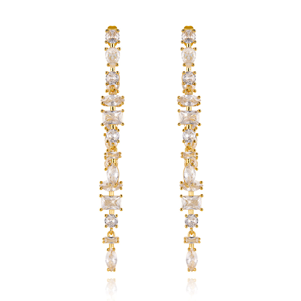 August Woods Gold Mix Cut CZ Drop Earrings