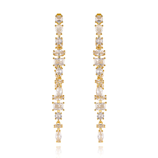 August Woods Gold Mix Cut CZ Drop Earrings