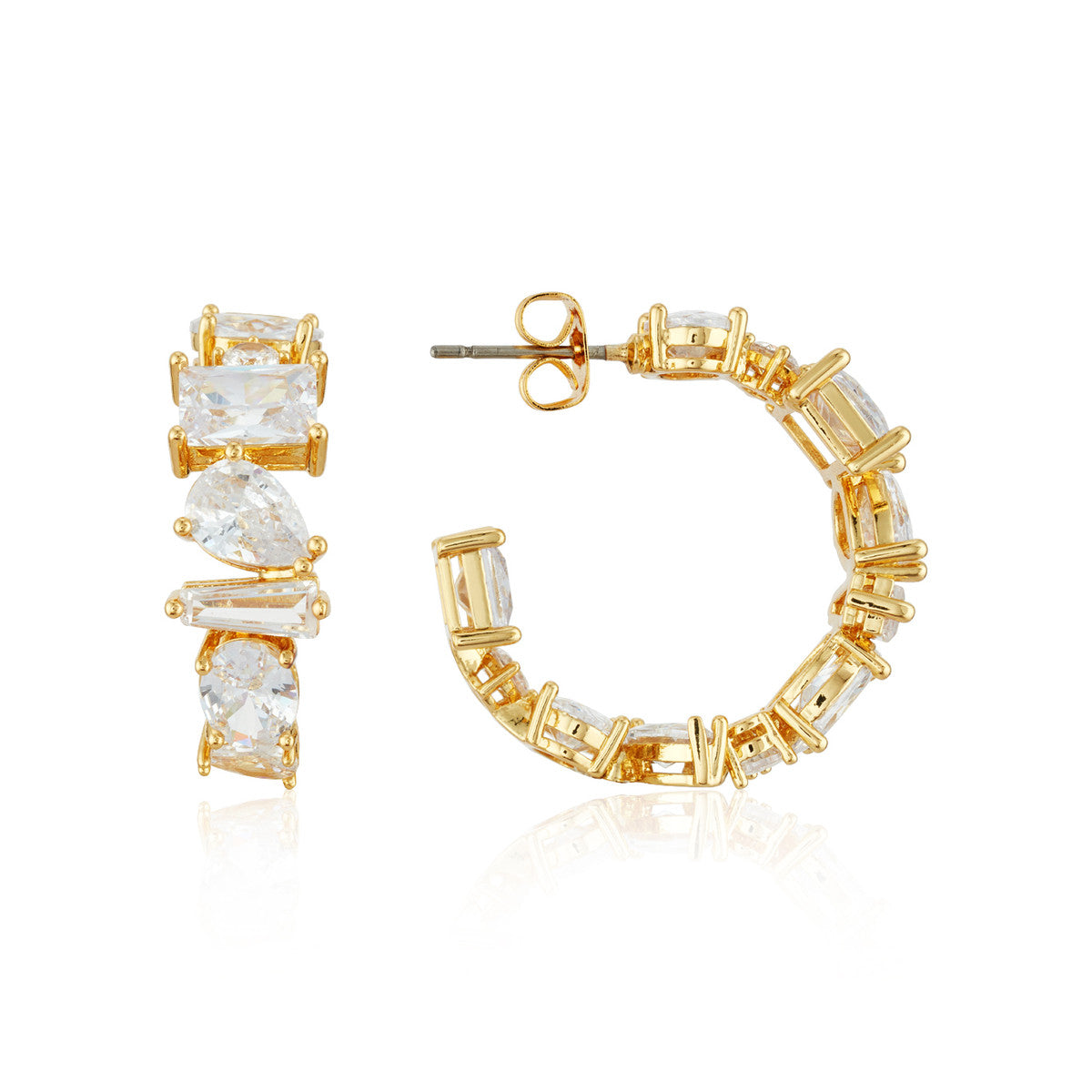 August Woods Gold Mixed Cut CZ Hoop Earrings