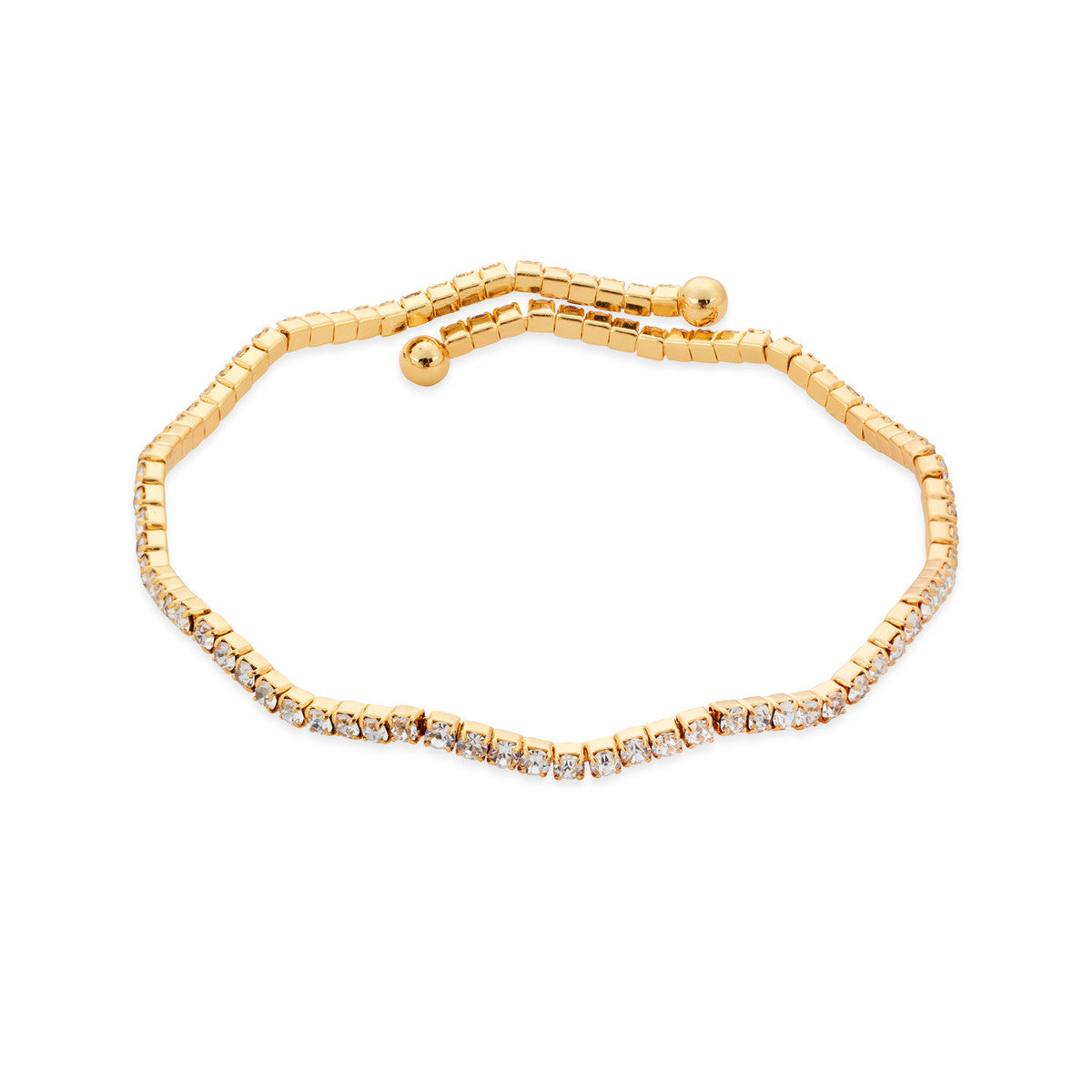 August Woods Gold Pavé Wave Adjustable Bangle