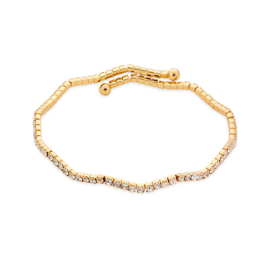 August Woods Gold Pavé Wave Adjustable Bangle