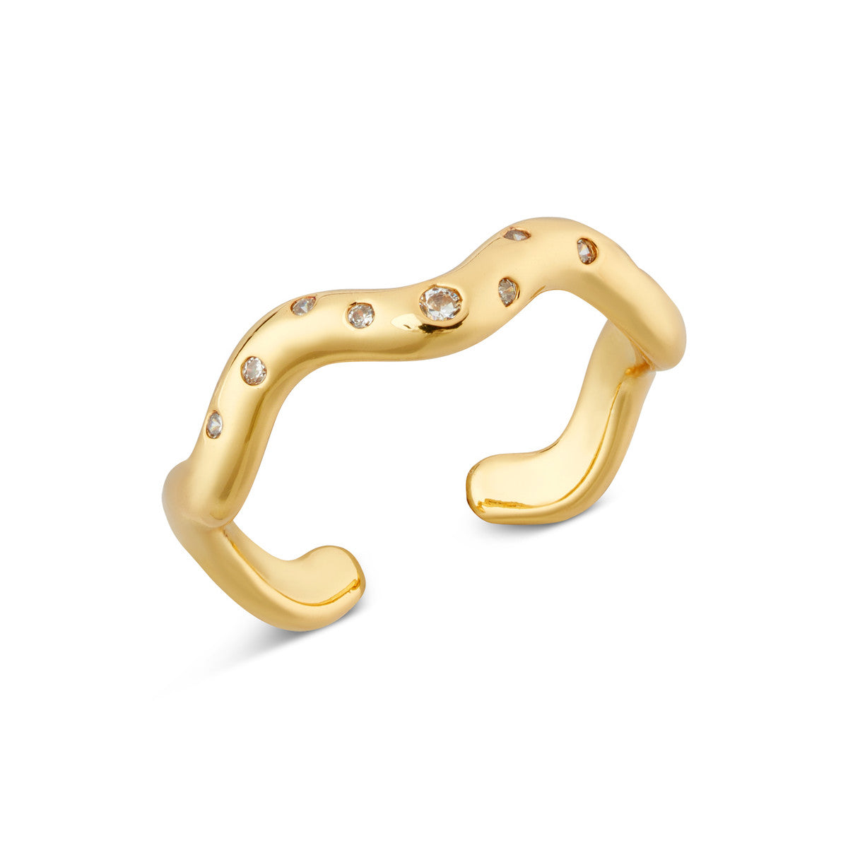 August Woods Gold Adjustable Wave Band Ring