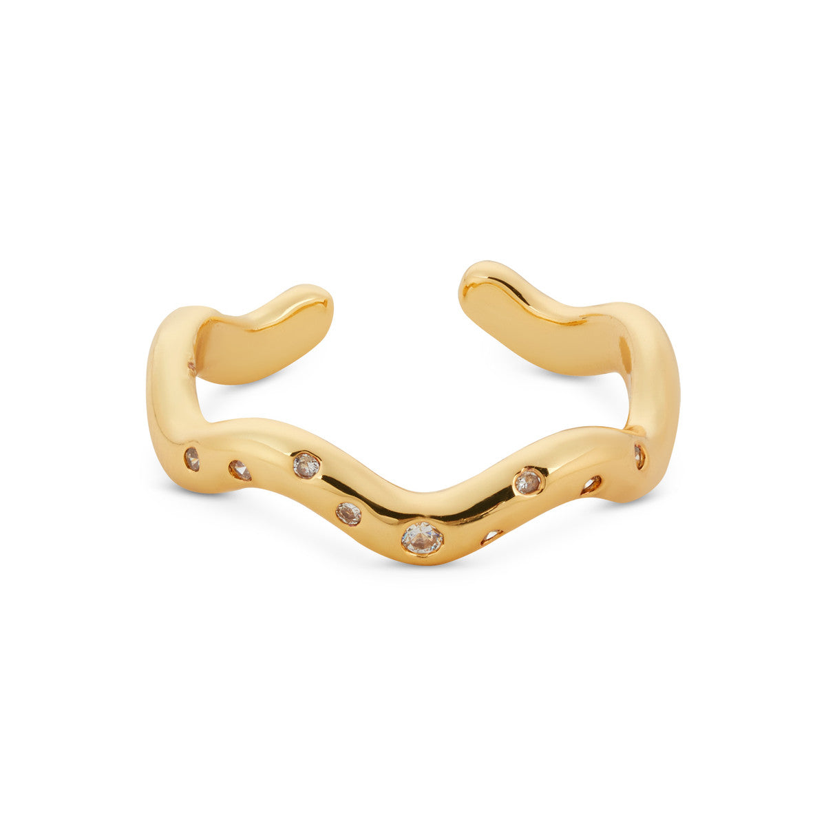 August Woods Gold Adjustable Wave Band Ring