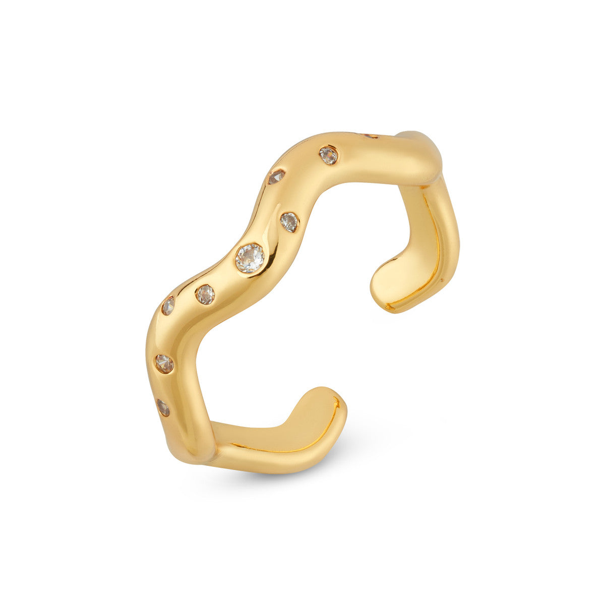 August Woods Gold Adjustable Wave Band Ring