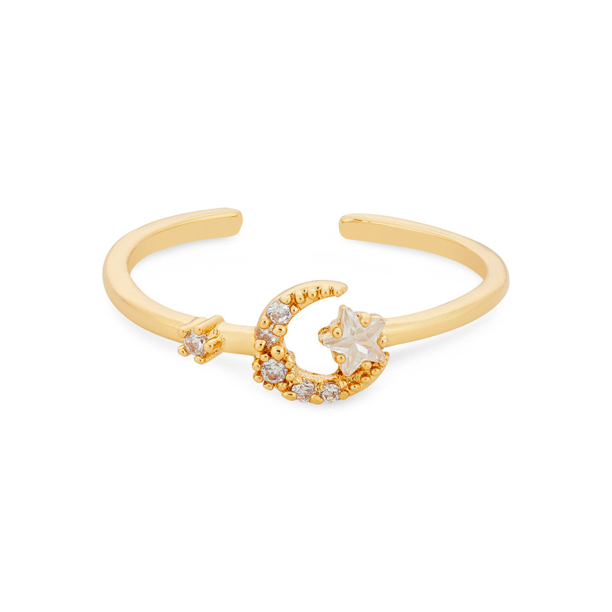 August Woods Gold Moon and Star Adjustable Ring