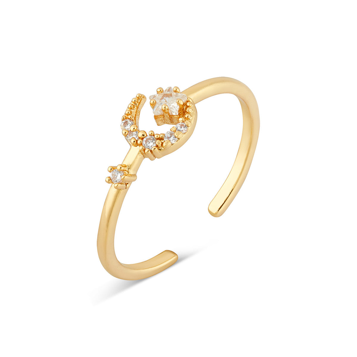 August Woods Gold Moon and Star Adjustable Ring