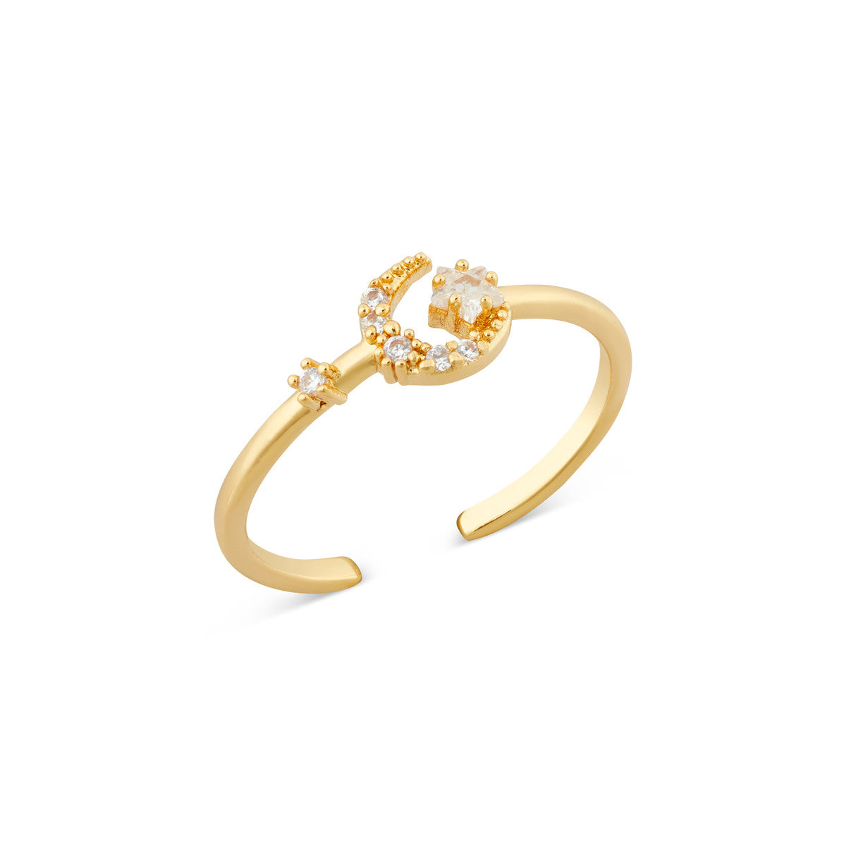 August Woods Gold Moon and Star Adjustable Ring