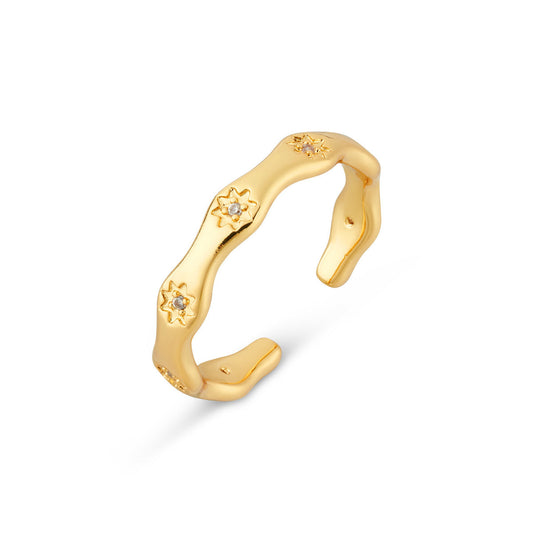 August Woods Gold Celestial Star Band Adjustable Ring
