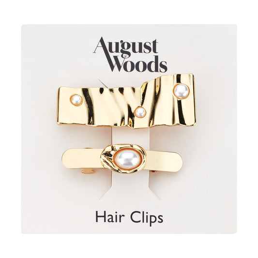 August Woods Gold Pearl Hairclip 2 Pack